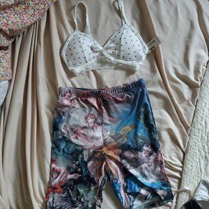 Coquette bra and renaissance biker short set